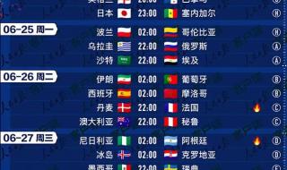 今天世界杯的赛程